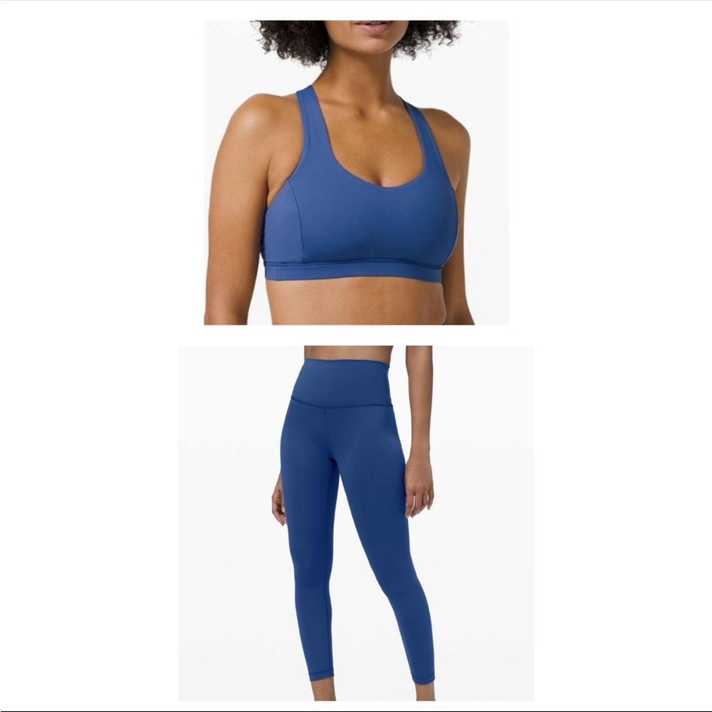 Lululemon Regatta Blue Set – Free To Be Serene Bra & Wunder Train 25” Leggings